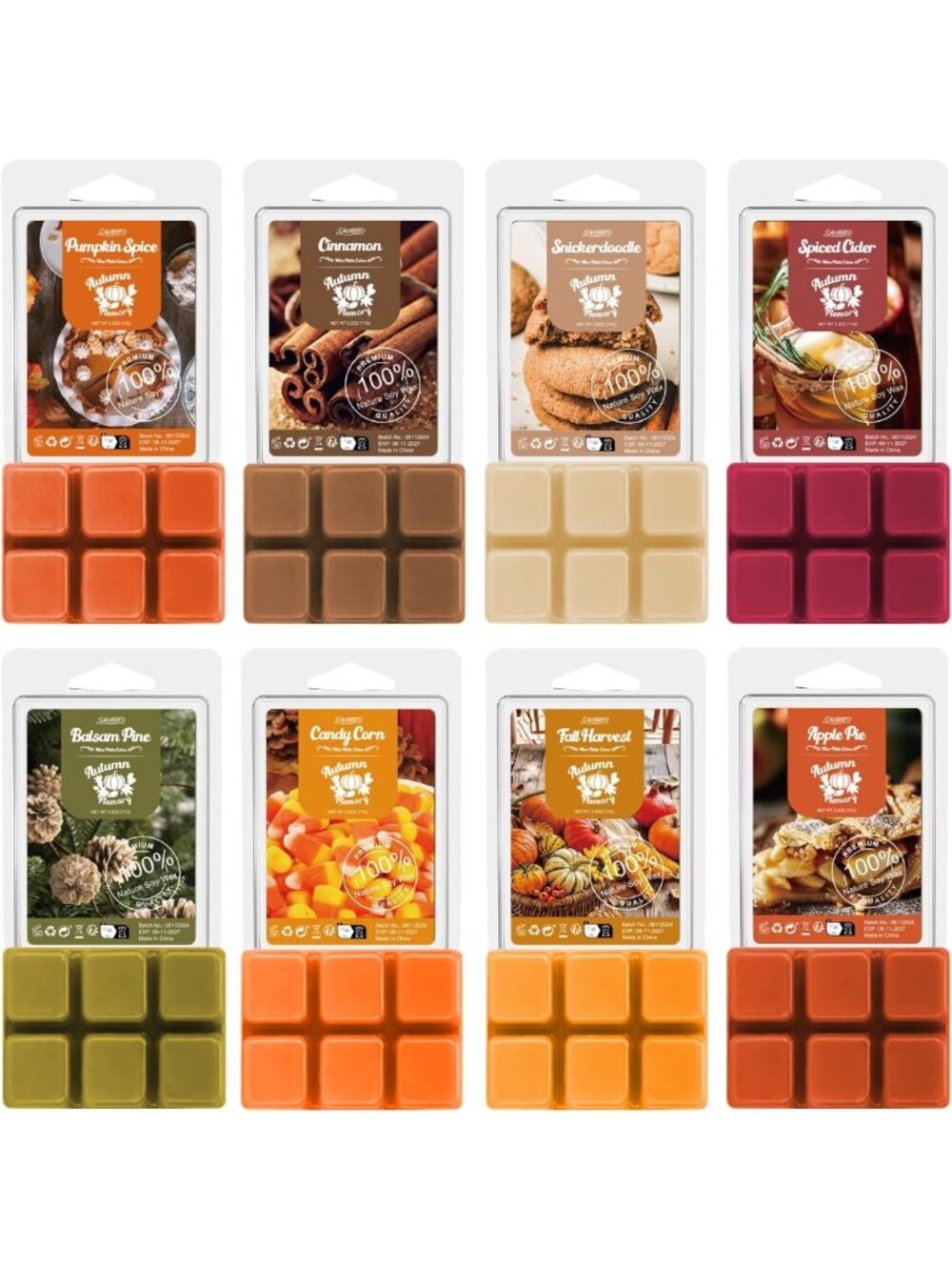 Fall Scented Wax Melts Variety Set - Pumpkin Spice, Cinnamon, Apple Pie & More!